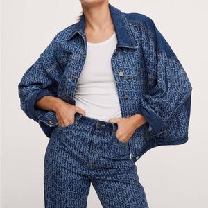 Monogram-Pattern Blue Denim Jacket From Mango